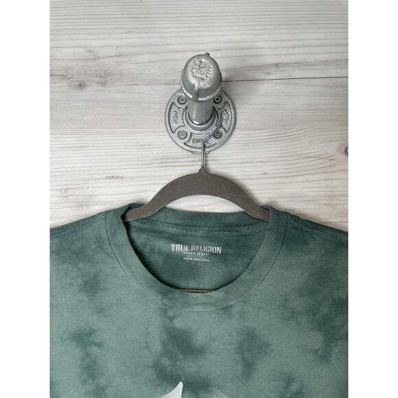 True Religion Shirt Mens Medium Green Tie Dye True RLGN Foil Crew Neck Graphic - Picture 2 of 10
